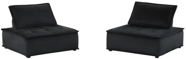 Streamdale Anna Black Velvet Set Of 2 Armless Lounge Chair