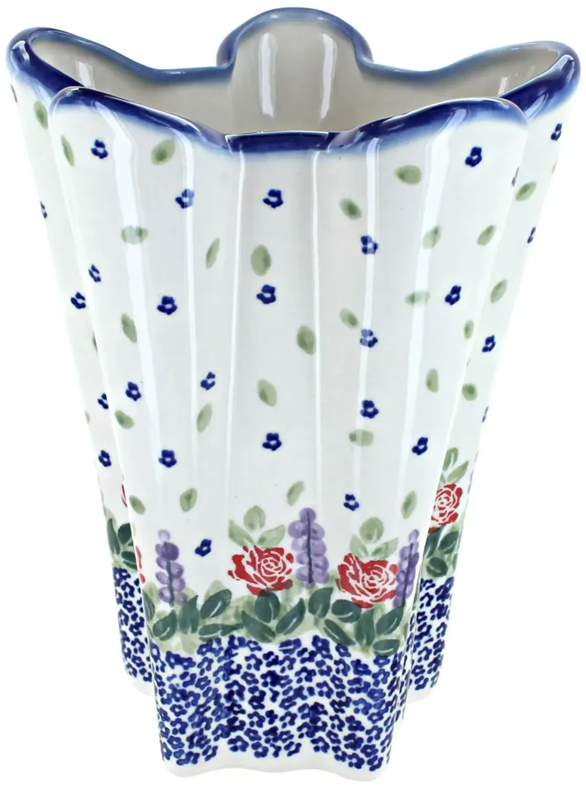 Blue Rose Polish Pottery Cherry Red Bouquet Large Vase