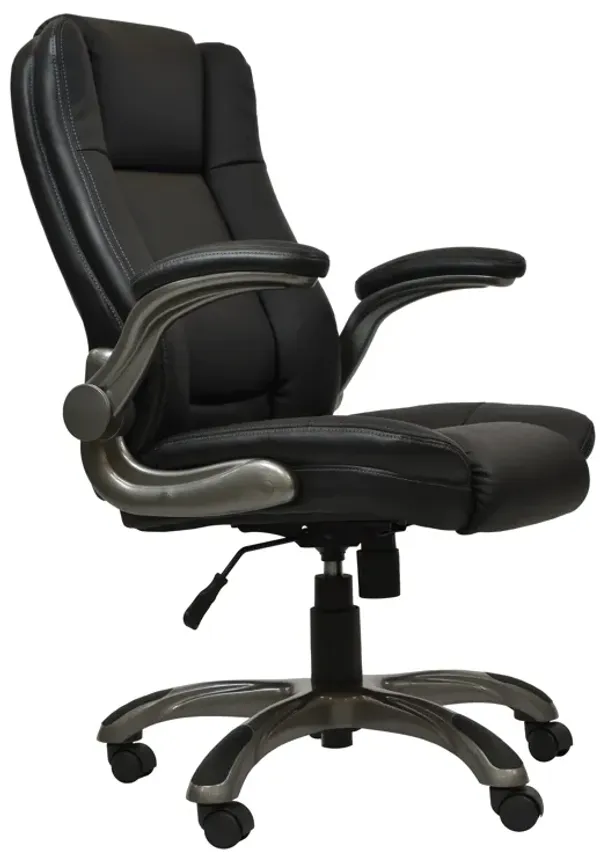 Streamdale Medium Back Executive Office Chair With Flip-Up Arms, Black