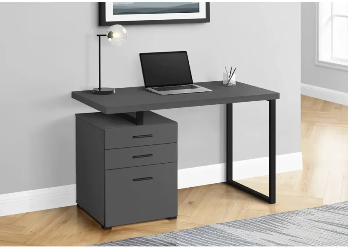 Monarch Specialties I 7645 Computer Desk, Home Office, Laptop, Left, Right Set-up, Storage Drawers, 48"L, Work, Metal, Laminate, Grey, Black, Contemporary, Modern