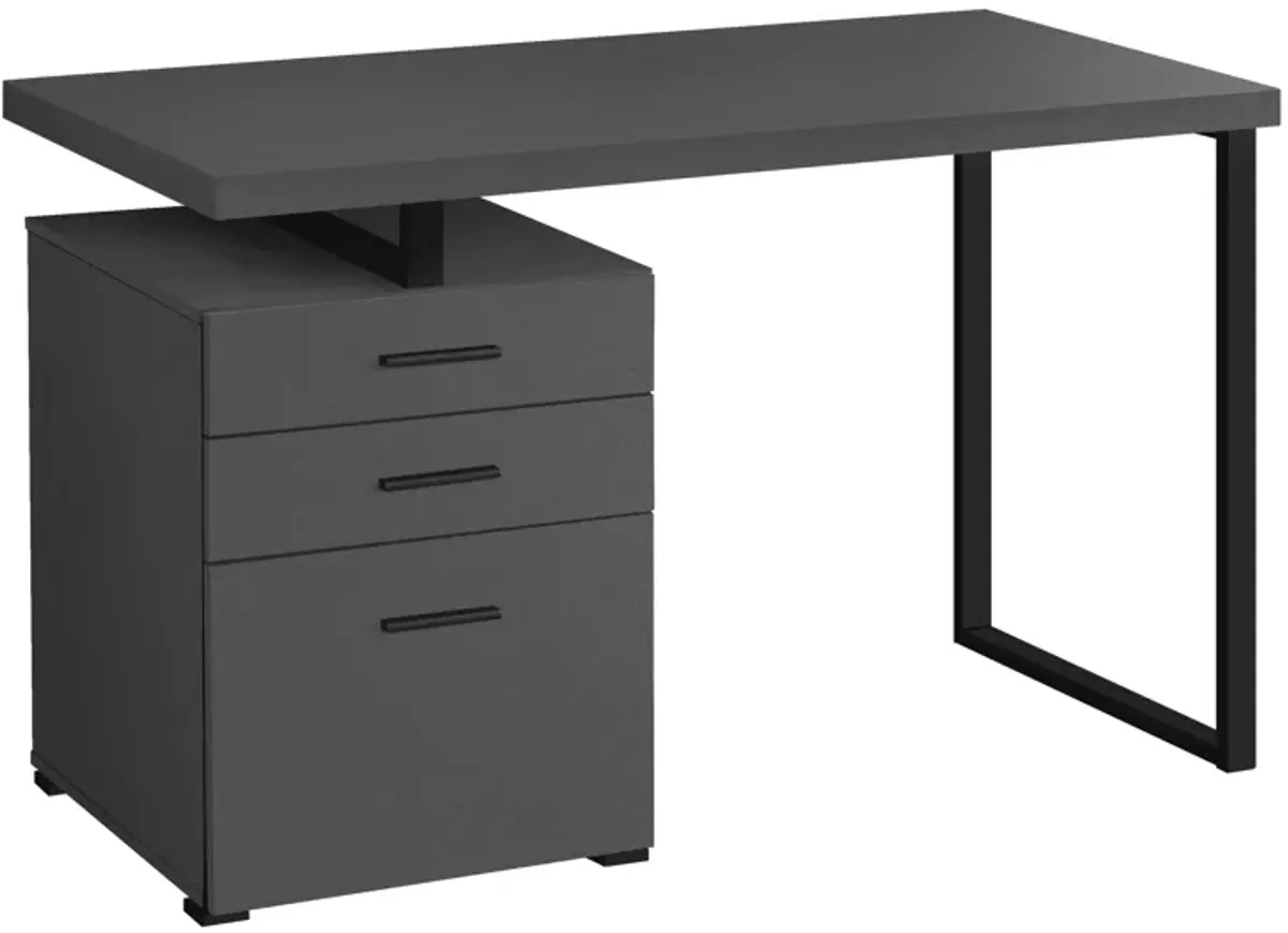 Monarch Specialties I 7645 Computer Desk, Home Office, Laptop, Left, Right Set-up, Storage Drawers, 48"L, Work, Metal, Laminate, Grey, Black, Contemporary, Modern