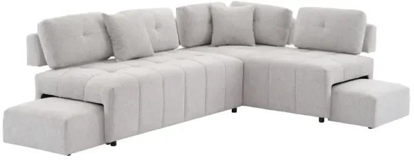 Merax L-shaped Sofa Sectional Sofa  with 2 Stools