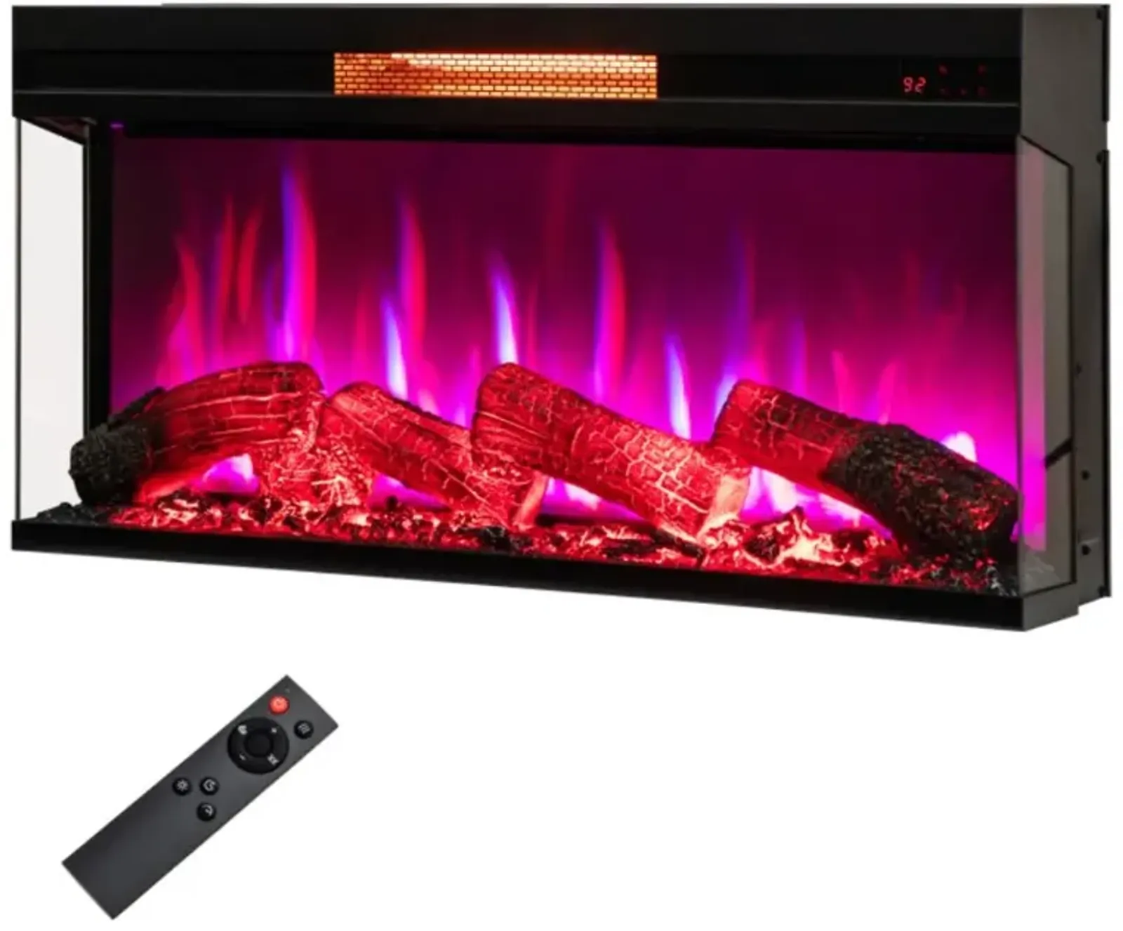 Hivvago 36 Inch 3-Sided 1500W Electric Fireplace with 7-Color Flame-Black