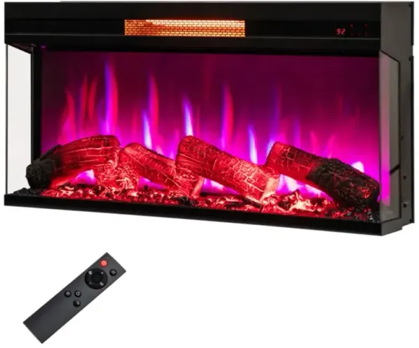 Hivvago 36 Inch 3-Sided 1500W Electric Fireplace with 7-Color Flame