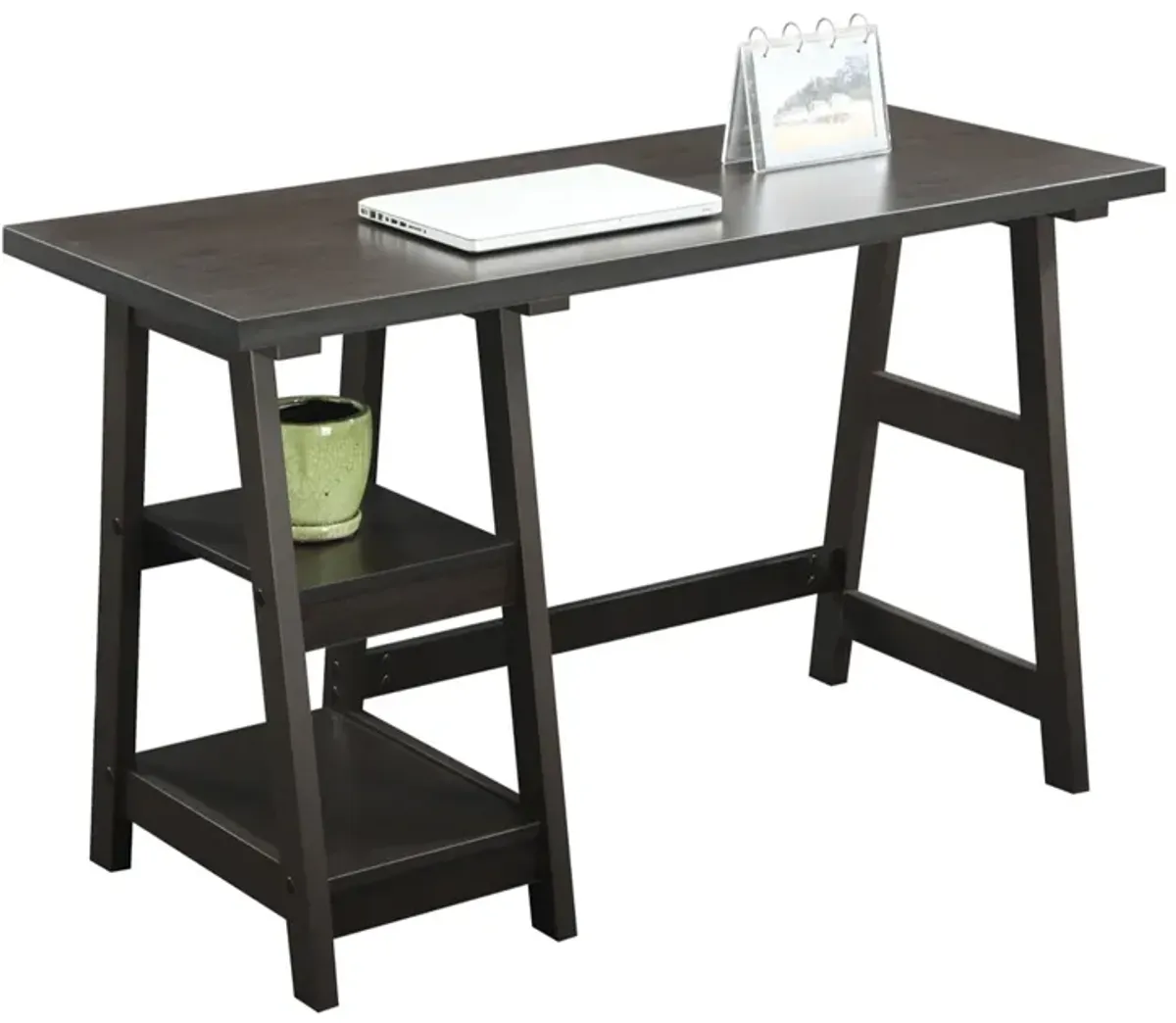 Convenience Concepts Designs2Go Trestle Desk with Shelves