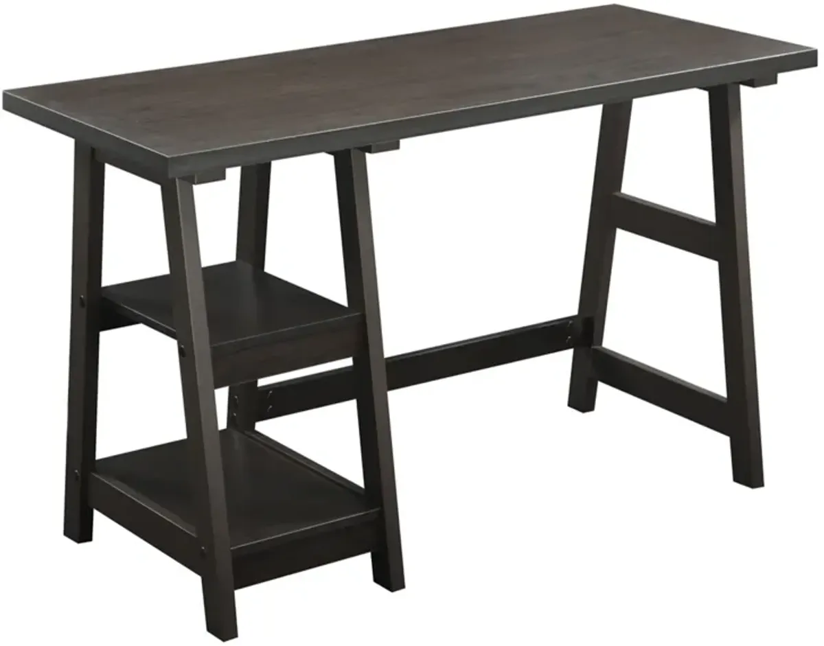 Convenience Concepts Designs2Go Trestle Desk with Shelves