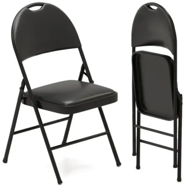 Hivvago 2 Pack Padded Folding Chairs with Metal Frame and Carry Handle