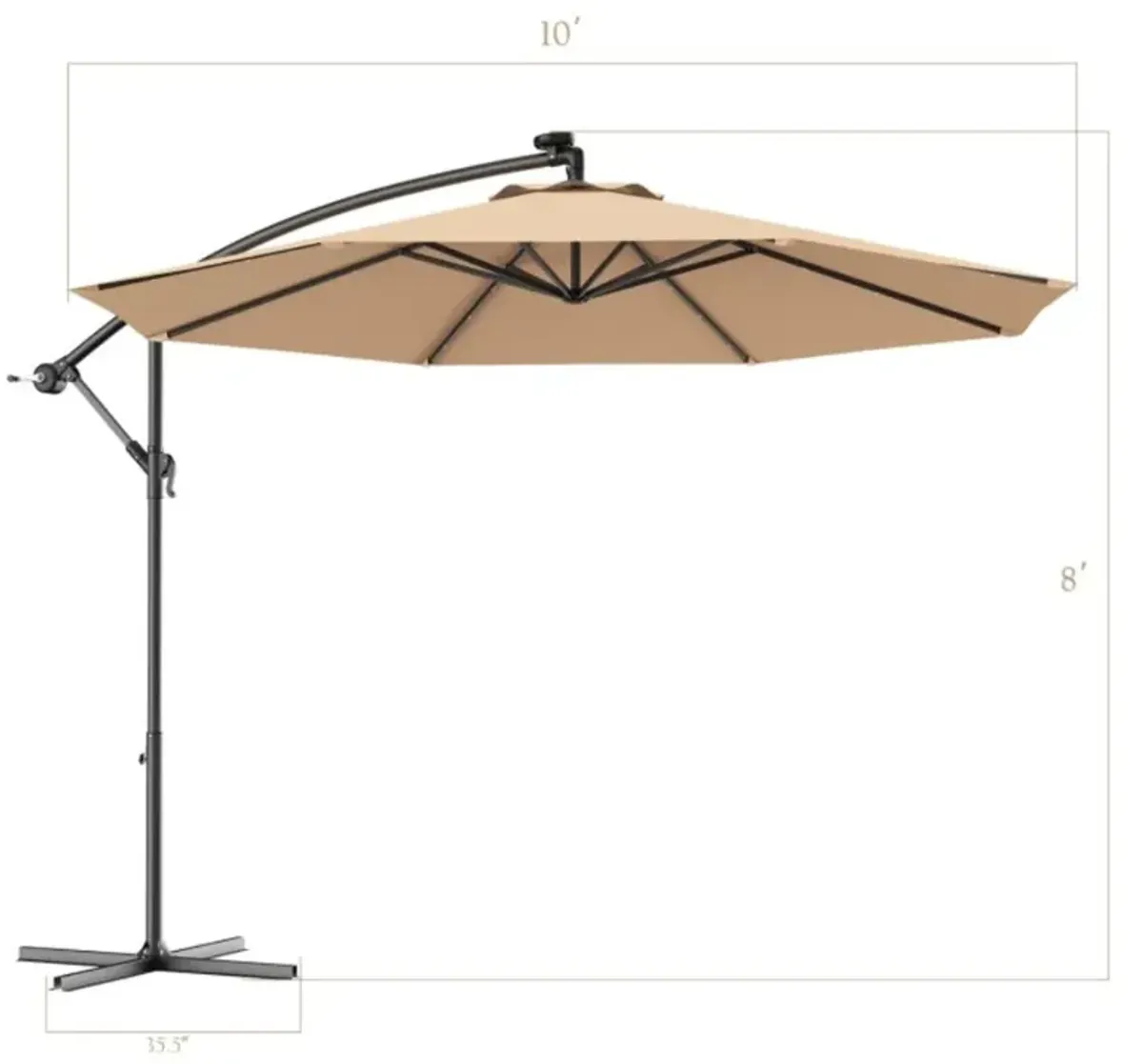 Hivvago 10 Feet Patio Umbrella with Crank and Solar LED Lights