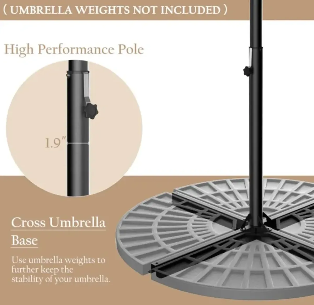 Hivvago 10 Feet Patio Umbrella with Crank and Solar LED Lights