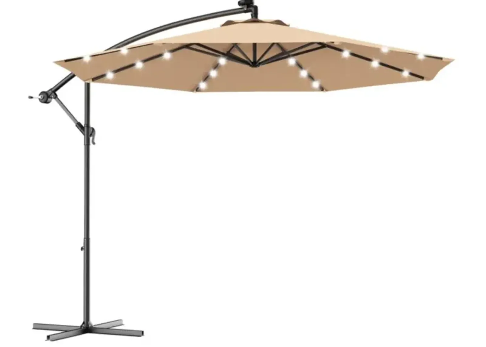 Hivvago 10 Feet Patio Umbrella with Crank and Solar LED Lights