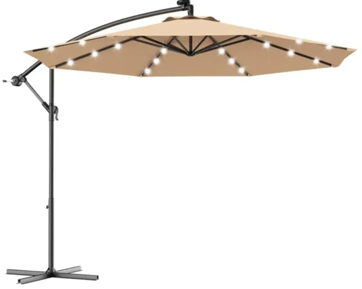 Hivvago 10 Feet Patio Umbrella with Crank and Solar LED Lights