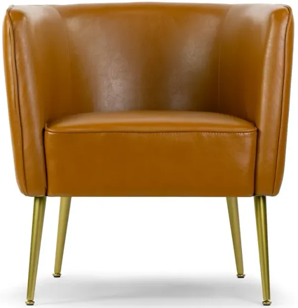 Glamour Home Avian Cappuccino Faux Leather Accent Chair with Decorative Stitching