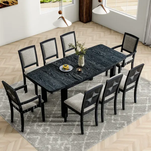 Streamdale 9-Piece Rustic Dining Set with Extendable Table