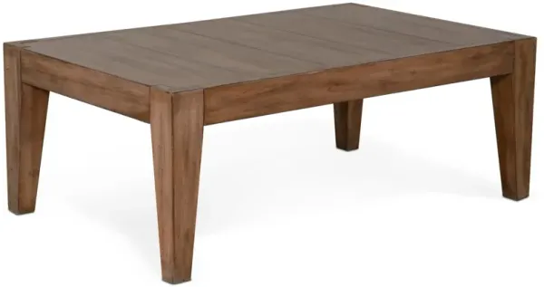 Yael Coffee Table, Tapered Legs, 48 Inch Rectangular Top, Light Brown - Benzara