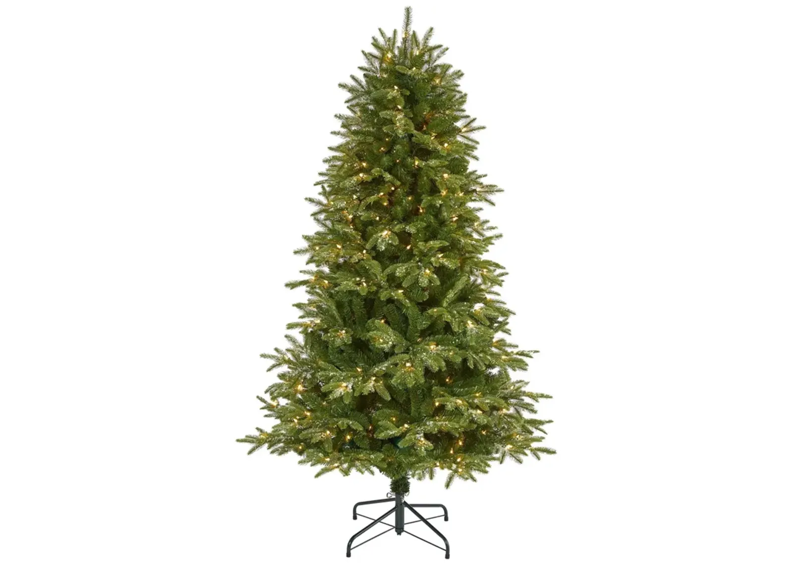 Nearly Natural Snowed Grand Teton Fir Artificial Christmas Tree with Clear Lights and Bendable Branches