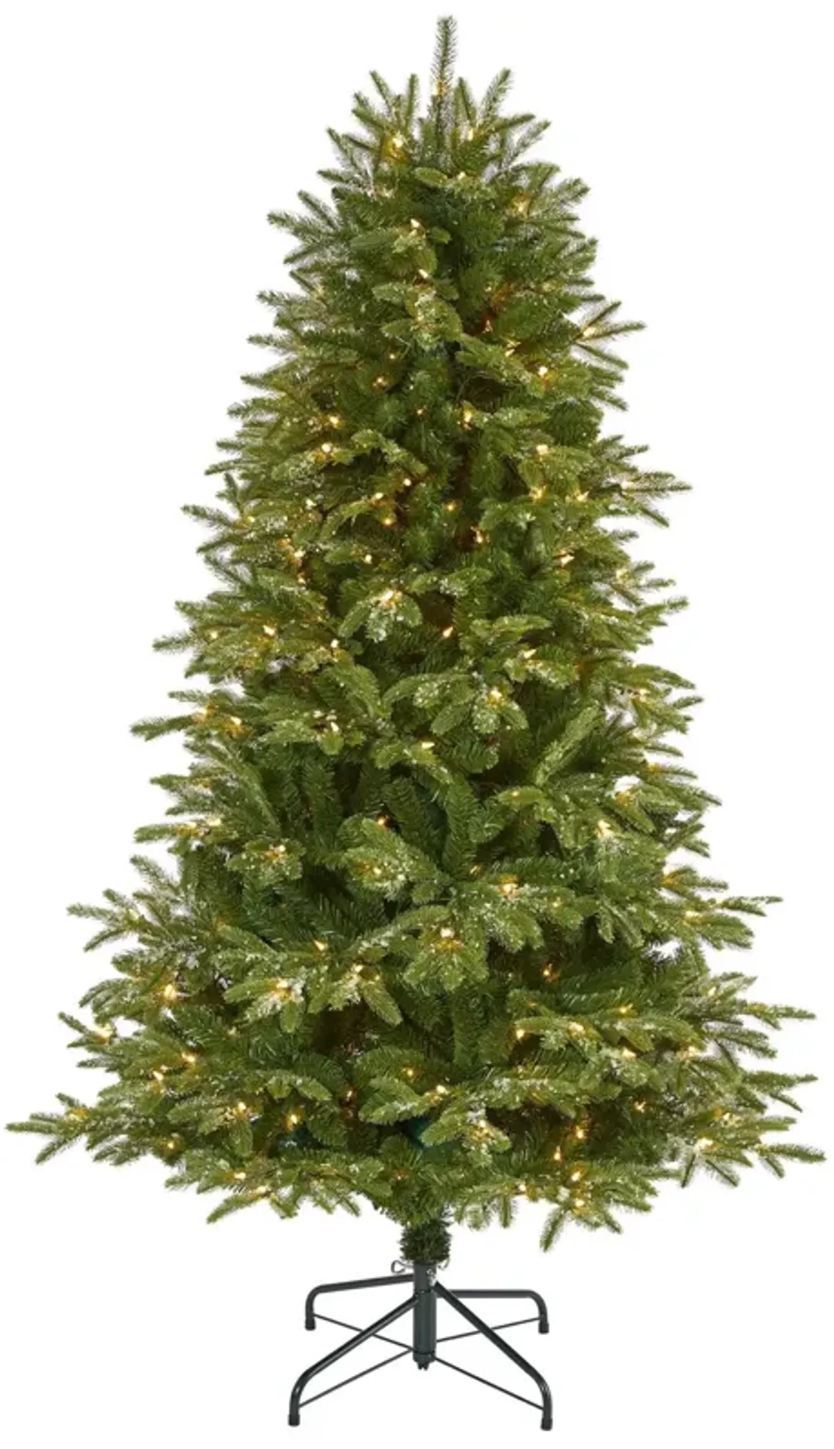 Nearly Natural Snowed Grand Teton Fir Artificial Christmas Tree with Clear Lights and Bendable Branches