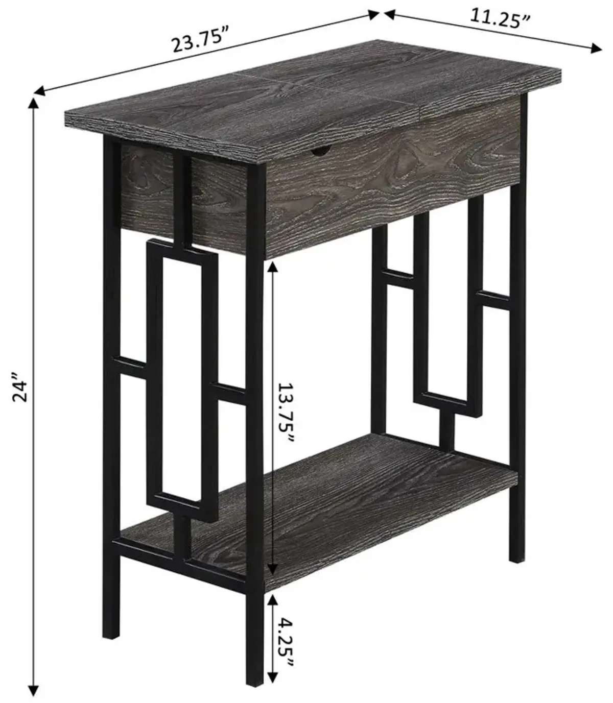 Convience Concept, Inc. Town Square Flip Top End Table with Charging Station and Shelf