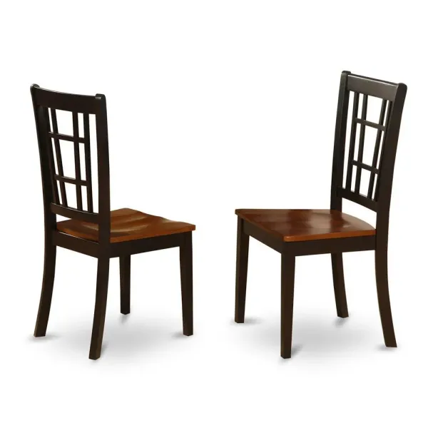 Nicoli Dining Chair with Wood Seat in Black & Cherry finish, Set of 2