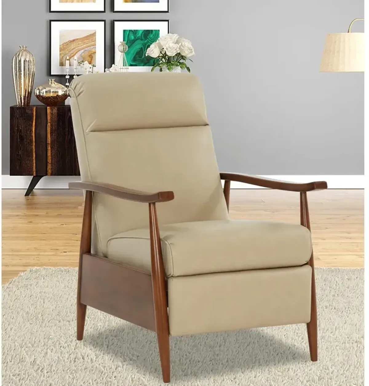 Barcalounger 7-1158 Hampton Push Thru The Arms Recliner, Cream