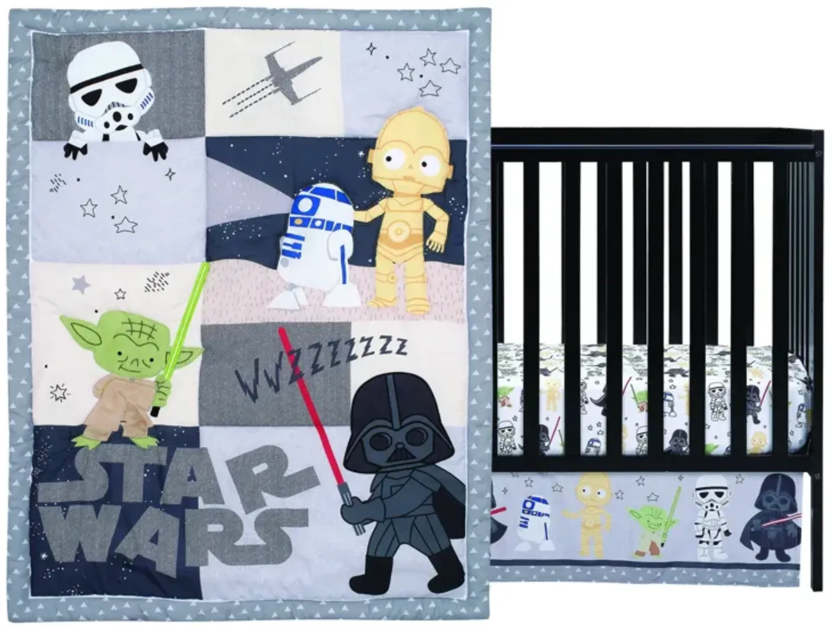 Lambs & Ivy Star Wars Classic 3-Piece Baby Crib Bedding Set - Yoda/Darth Vader