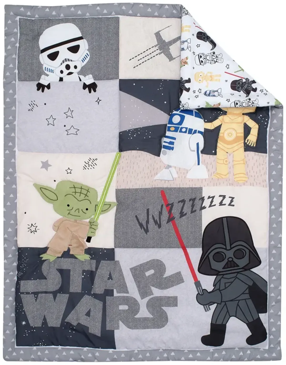 Lambs & Ivy Star Wars Classic 3-Piece Baby Crib Bedding Set - Yoda/Darth Vader