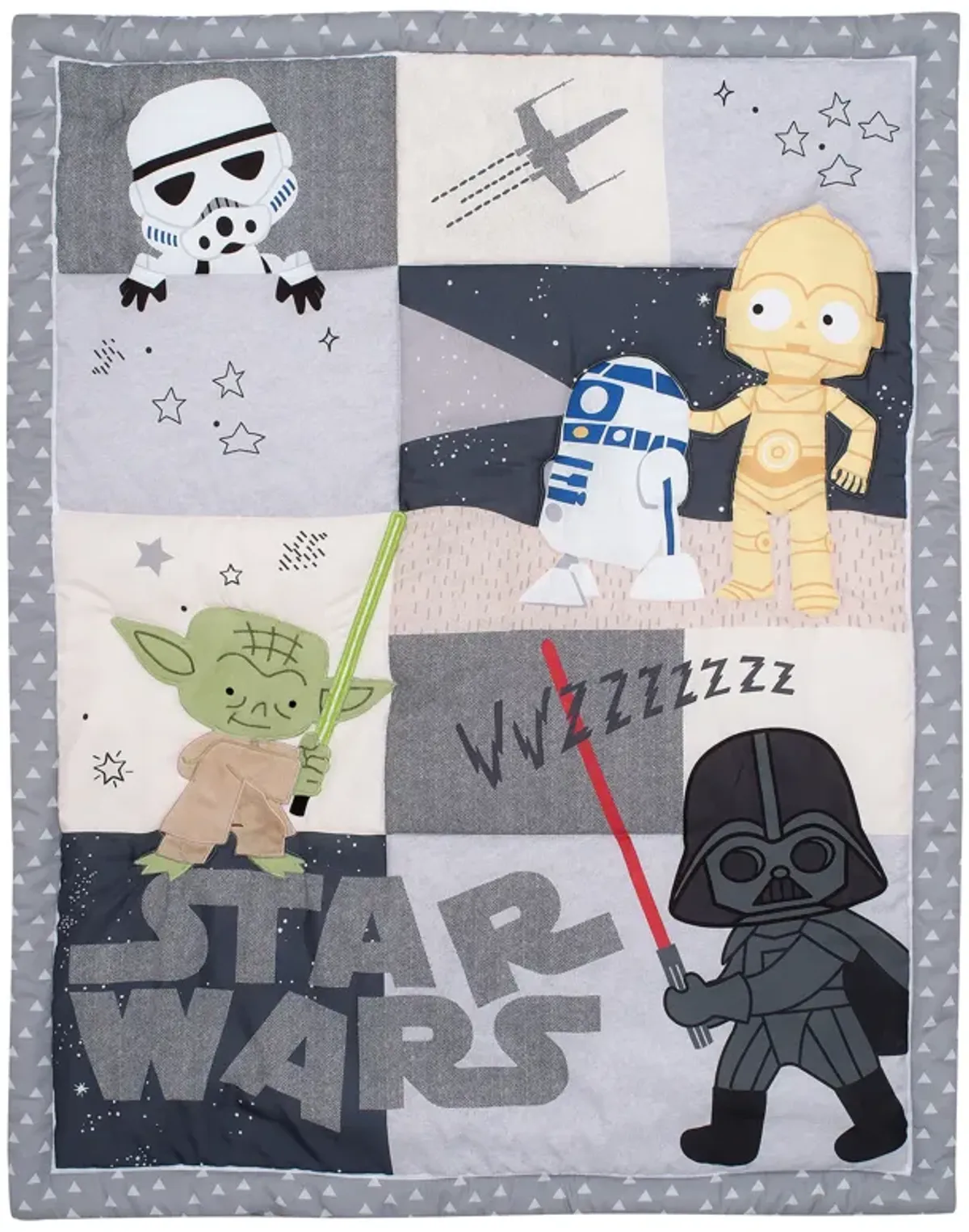 Lambs & Ivy Star Wars Classic 3-Piece Baby Crib Bedding Set - Yoda/Darth Vader