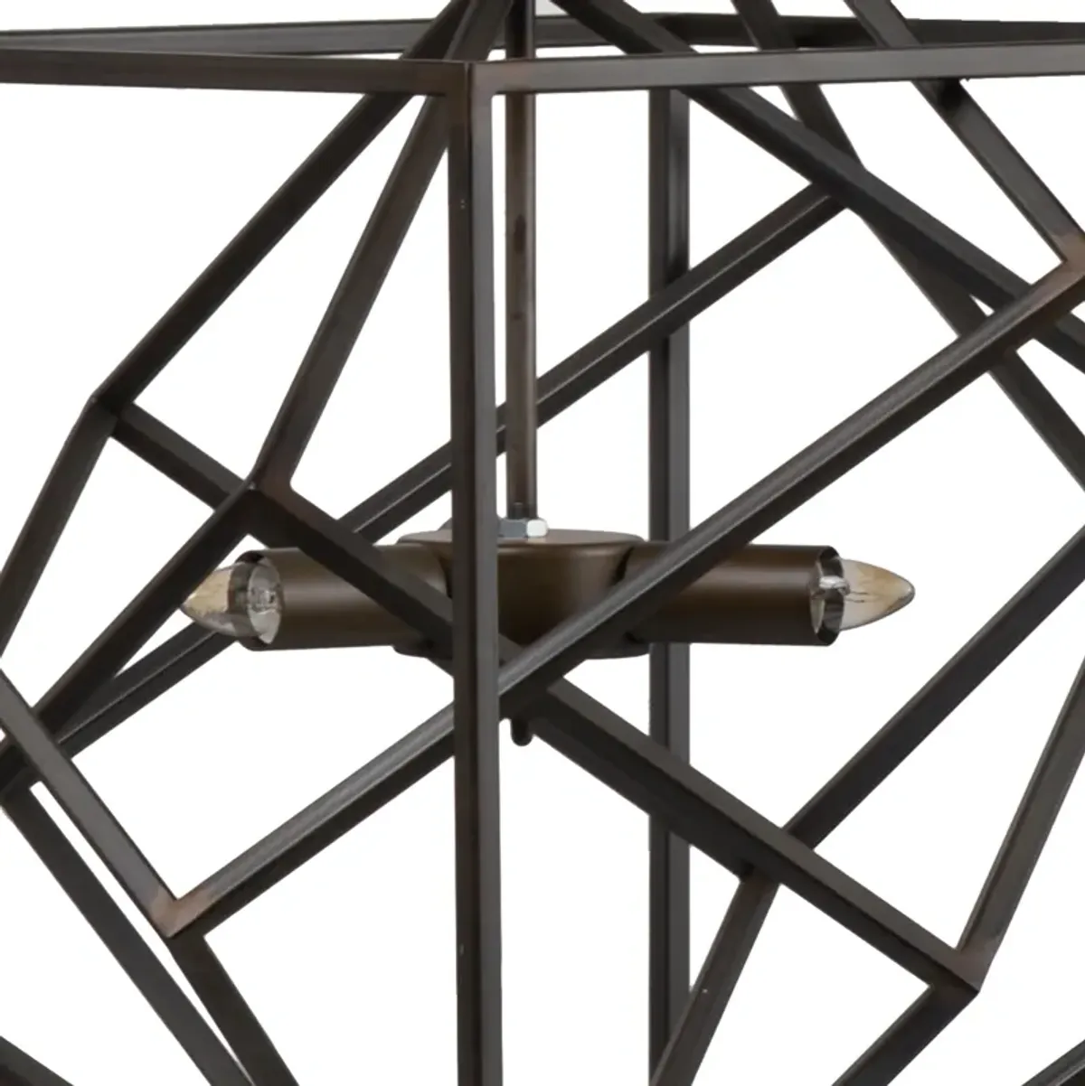 19 Inch 2 Light Chandelier, Geometric Pattern, Iron Frame, Retro, Black-Benzara