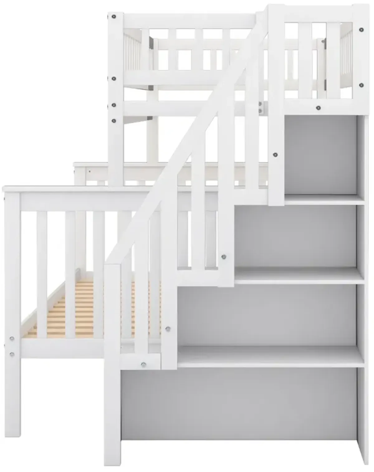 Twin Over Full Stairway Bunk Bed With Storage