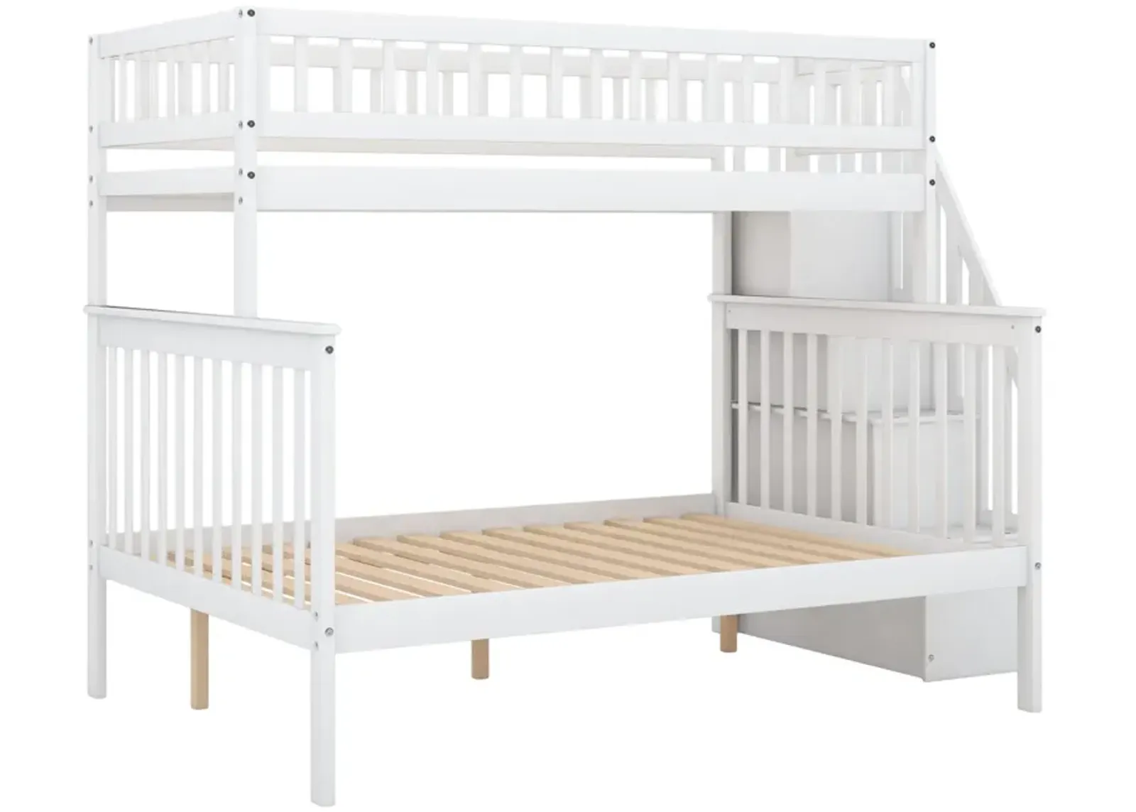 Twin Over Full Stairway Bunk Bed With Storage