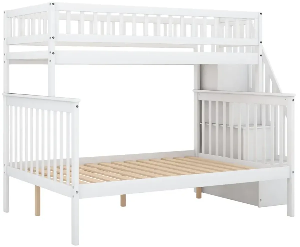 Twin Over Full Stairway Bunk Bed With Storage