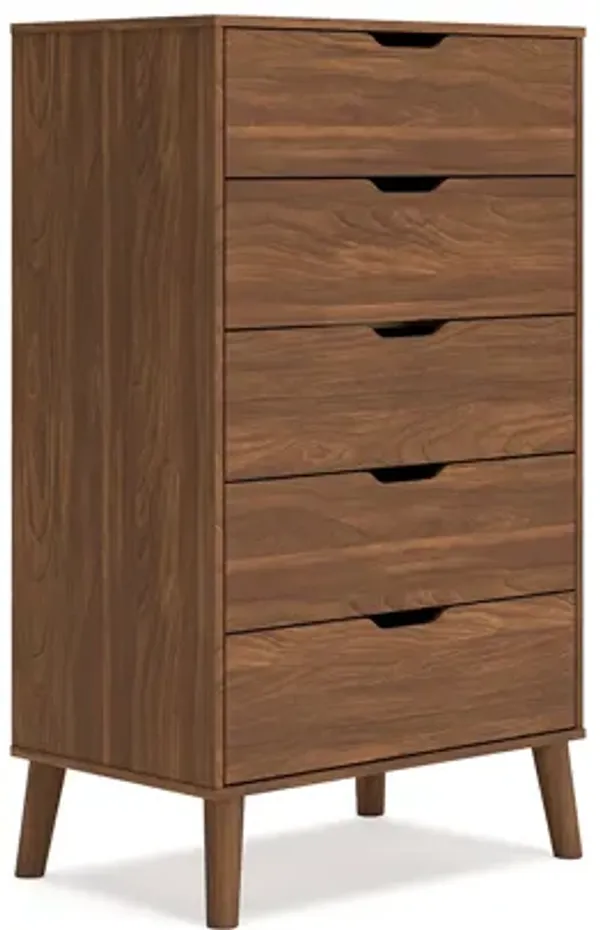Forni Tall Dresser Chest, 5 Drawers, Transitional Dark Brown, 51 Inch - Benzara
