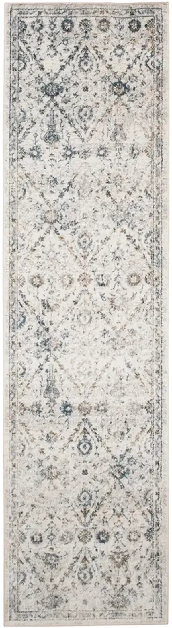 Astra Machine Washable ASW16 Ivory/Blue 2'2" x 8' Rug
