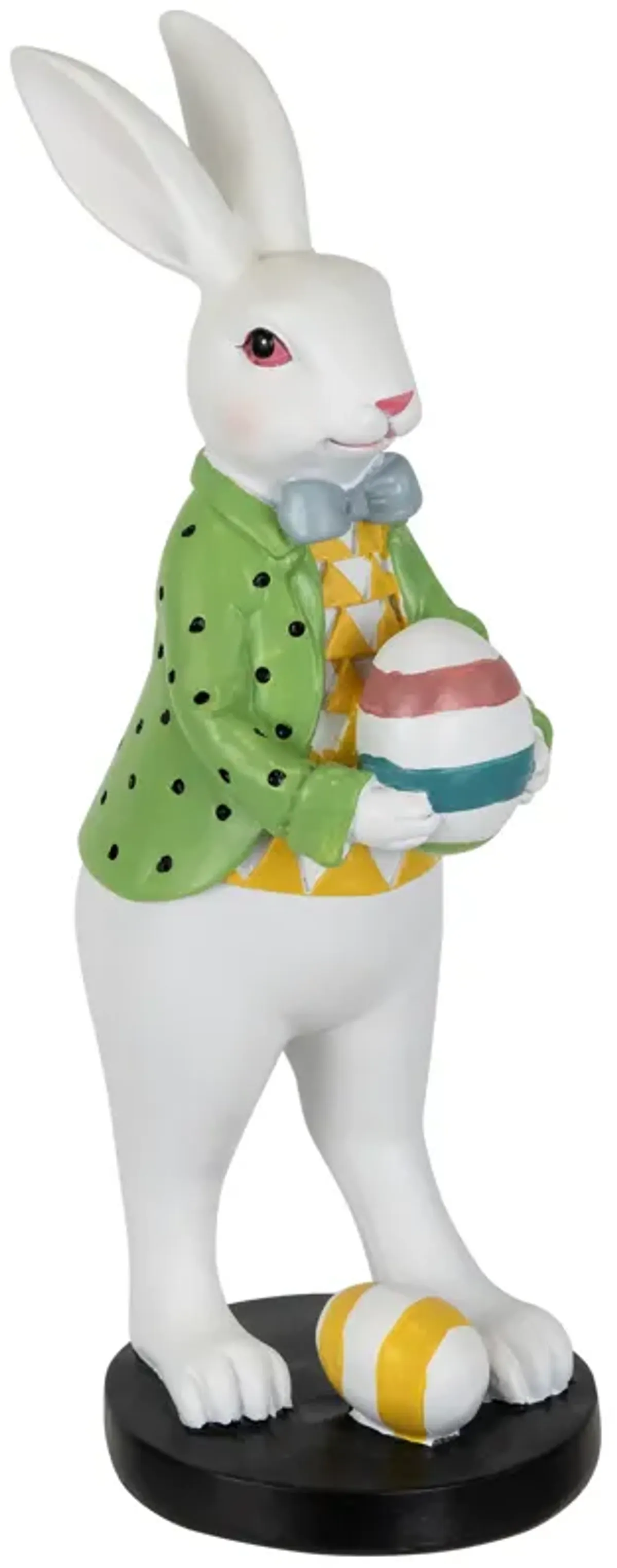 Rabbit Holding Easter Egg Outdoor Garden Statue - 11.5" - White