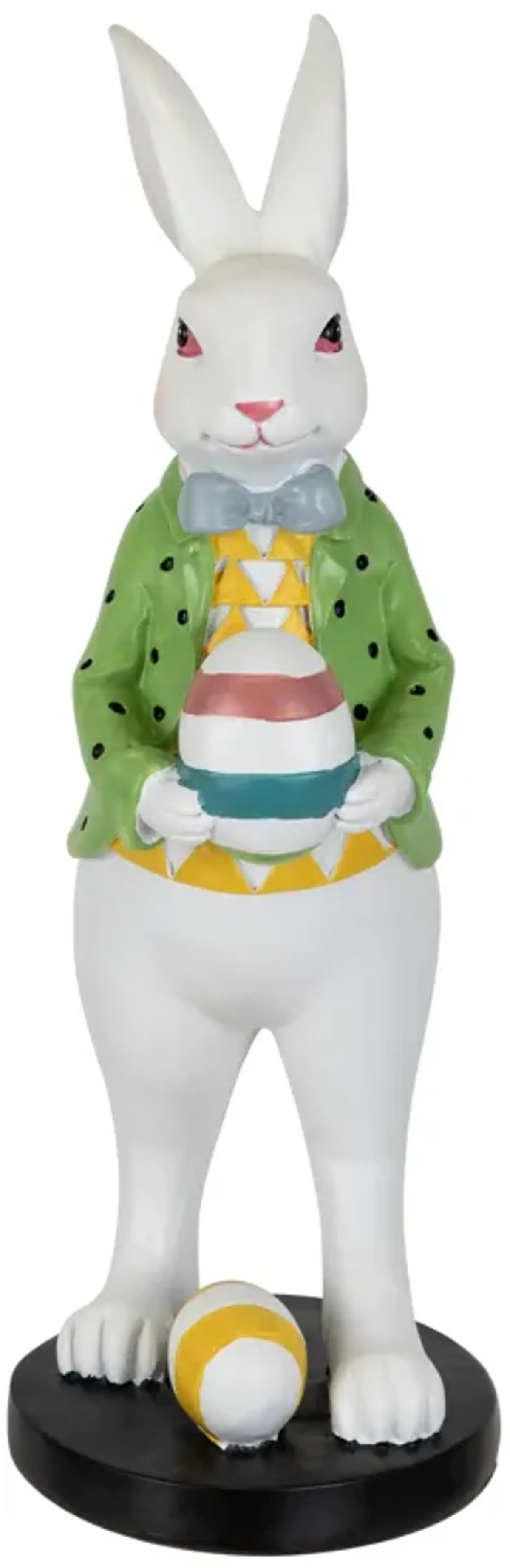 Rabbit Holding Easter Egg Outdoor Garden Statue - 11.5" - White