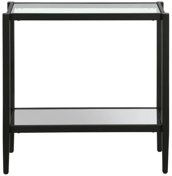 Mirrored Glass End Table with Steel Frame and Storage Shelf, Elegant Home Accent