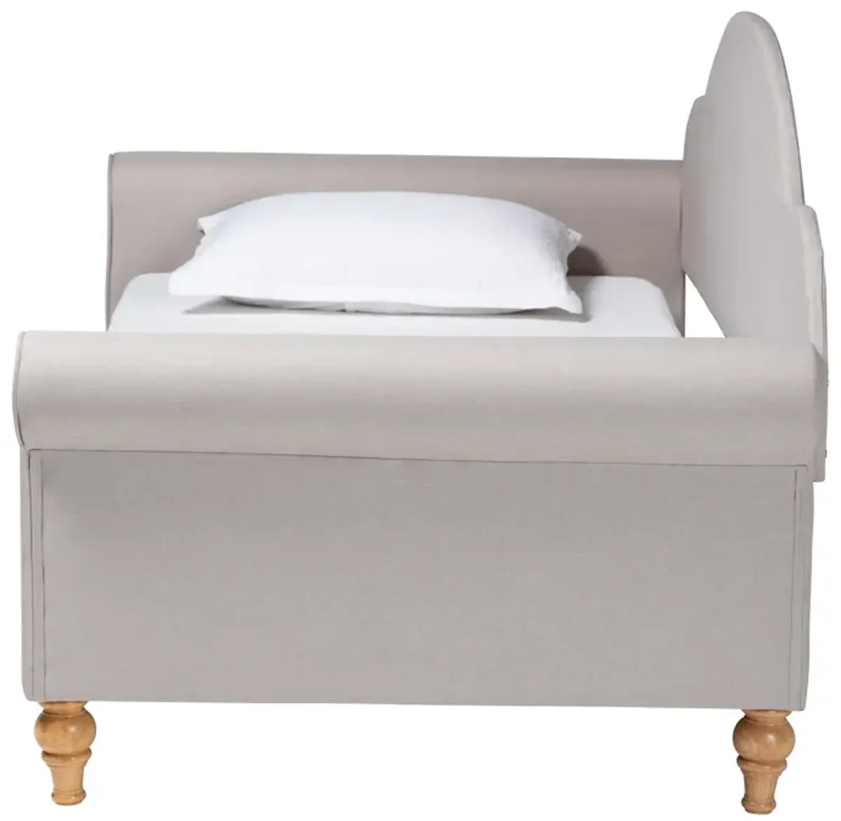 Baxton Studio Chaise Classic and Light Grey Fabric and Natural Finished Twin Size Daybed