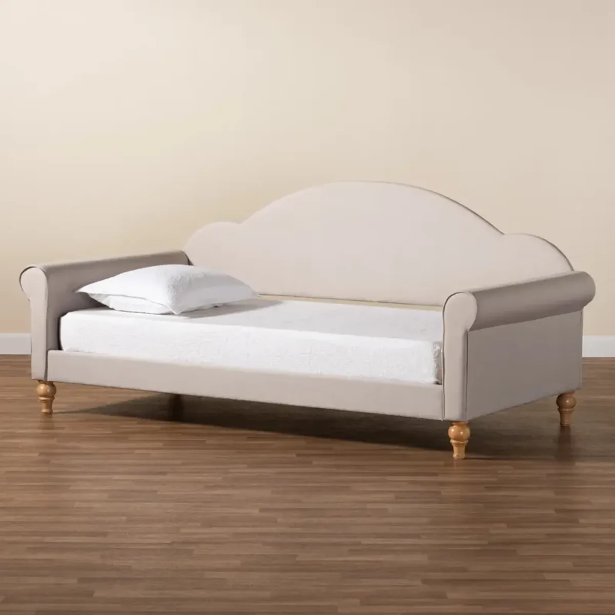 Baxton Studio Chaise Classic and Light Grey Fabric and Natural Finished Twin Size Daybed