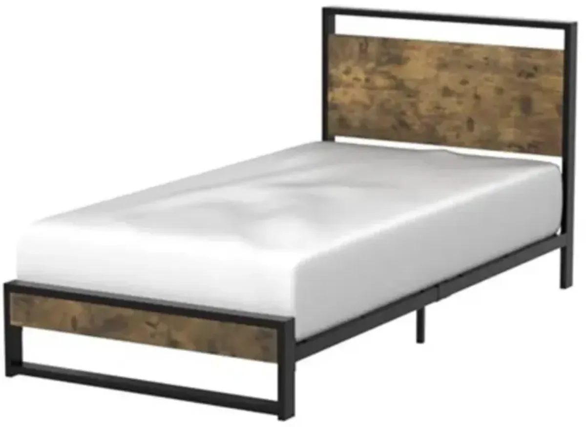 Modern Farmhouse Platform Bed Frame with Wood Panel Headboard Footboard