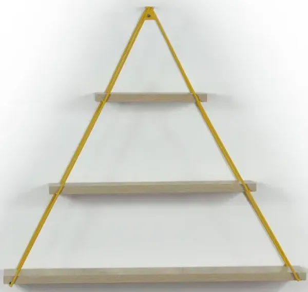 Moset Floating Wall Decor Wall Mounted Rustic Decorative Hanging Metal Bracket Triangle Shelf for Books, Oak/Yellow