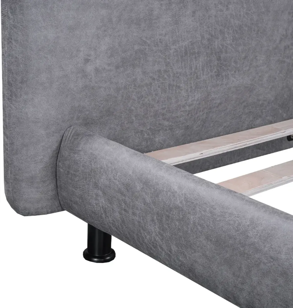 Merax Upholstered Platform Bed with Two Large Headrests