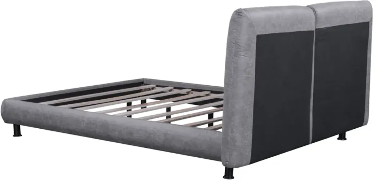 Merax Upholstered Platform Bed with Two Large Headrests