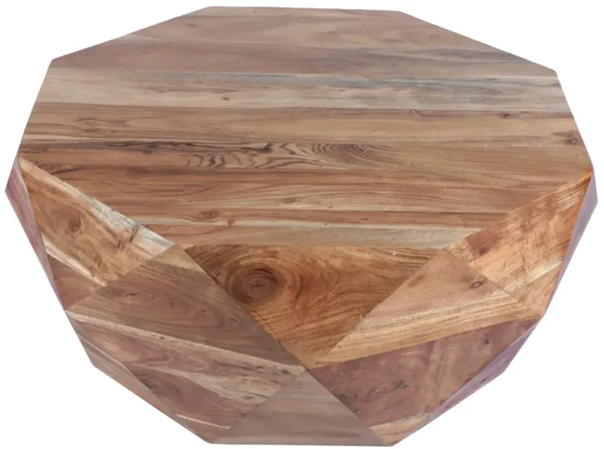 33 Inch Diamond Shape Acacia Wood Coffee Table With Smooth Top, Natural Brown-Benzara