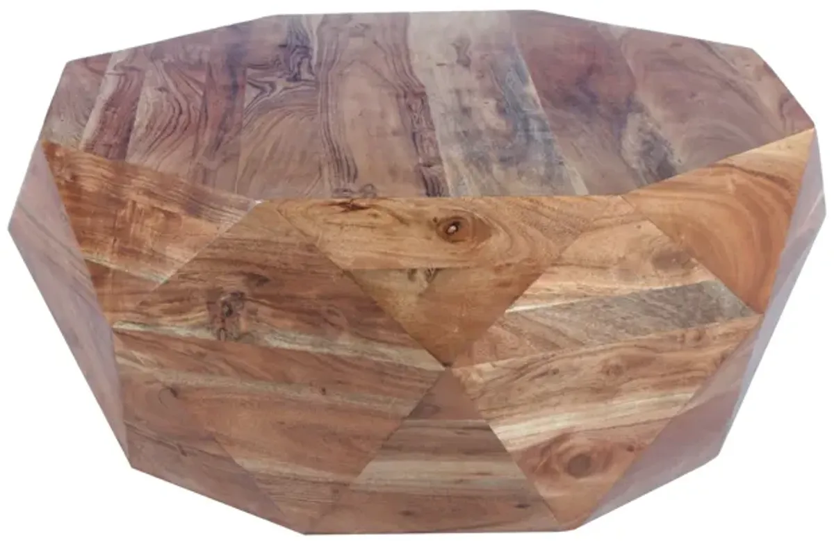 33 Inch Diamond Shape Acacia Wood Coffee Table With Smooth Top, Natural Brown-Benzara