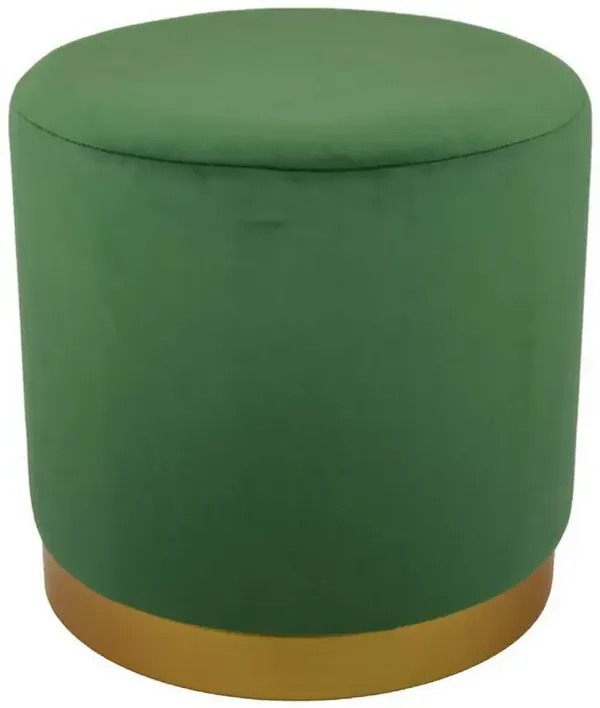 Mindy Ottoman, Light Green Velvet and Gold Metal Base, Round 19 Inch - Benzara