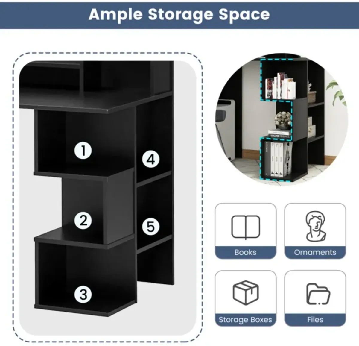 Hivvago Modern Computer Desk with Storage Bookshelf and Hutch for Home Office