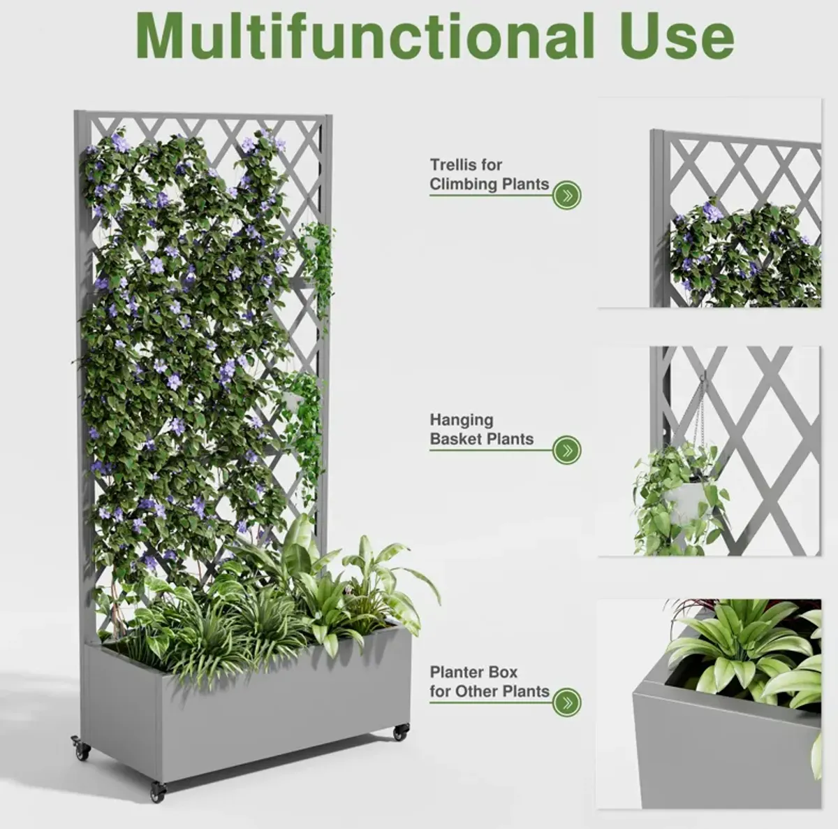 71*35.5 Metal Planter Box with Trellis