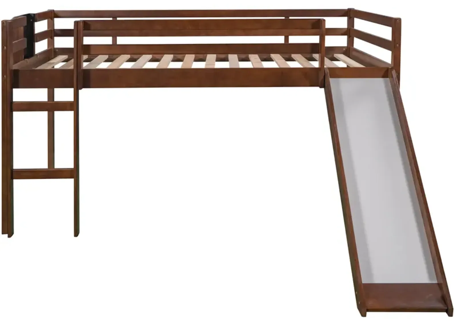 Full Size Loft Bed Wood Bed with Slide, Stair and Chalkboard