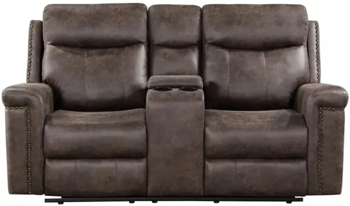 New Classic Furniture Quade Console Loveseat W/ Dual Recliners-Mocha