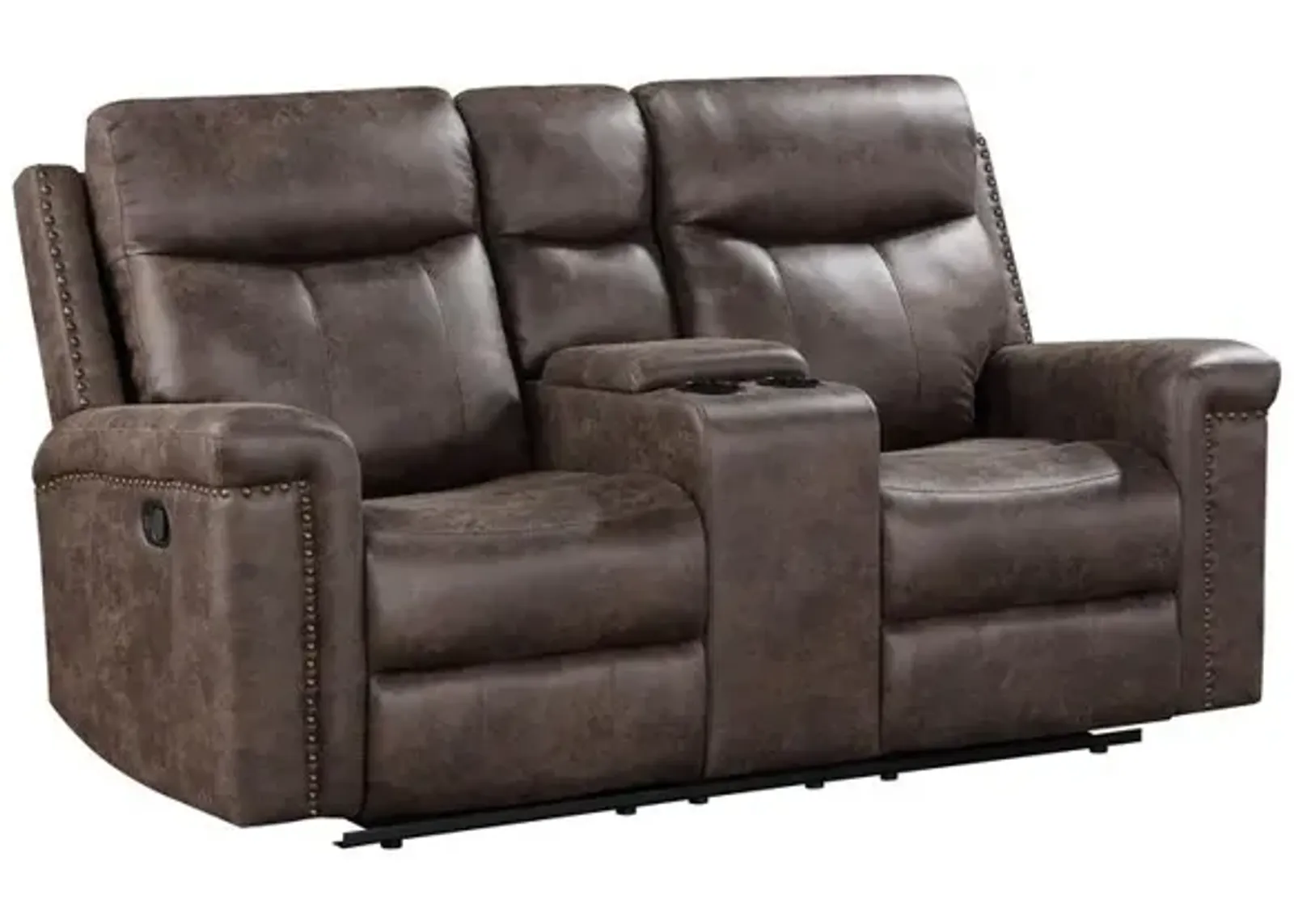 New Classic Furniture Quade Console Loveseat W/ Dual Recliners-Mocha