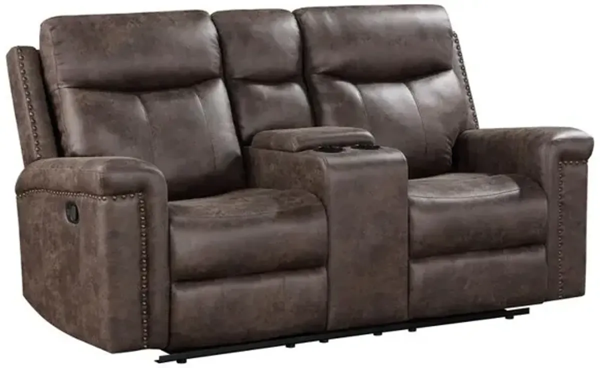 New Classic Furniture Quade Console Loveseat W/ Dual Recliners-Mocha